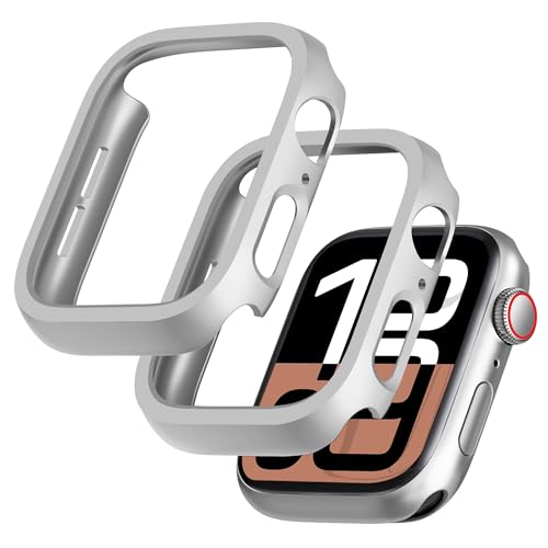 GEEDOOWIN 2 Stück [Nein Displayschutz] Schutzhülle für Apple Watch Series 10 46mm, Ultradünne Rundum Rahmen Stoßstange hülle, Schockfest Hart PC Gehäuse Schutz für iWatch 46mm zubehör, Silber von GEEDOOWIN
