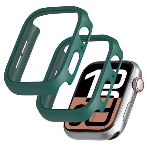 GEEDOOWIN 2 Stück [Nein Displayschutz] Schutzhülle für Apple Watch Series 10 46mm, Ultradünne Rundum Rahmen Stoßstange hülle, Schockfest Hart PC Gehäuse Schutz für iWatch 46mm zubehör, grün von GEEDOOWIN