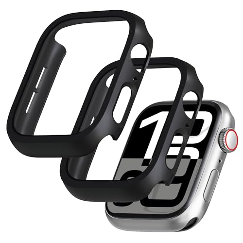 GEEDOOWIN 2 Stück [Nein Displayschutz] Schutzhülle für Apple Watch Series 10 46mm, Ultradünne Rundum Rahmen Stoßstange hülle, Schockfest Hart PC Gehäuse Schutz für iWatch 46mm zubehör, schwarz von GEEDOOWIN