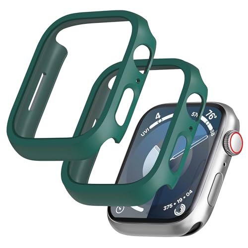 GEEDOOWIN 2 Stück [Nein Displayschutz] Schutzhülle für Apple Watch Series 9/8/7 41mm, Ultradünne Rundum Rahmen Stoßstange hülle, Schockfest Hart PC Gehäuse Schutz für iWatch 41mm zubehör, grün von GEEDOOWIN