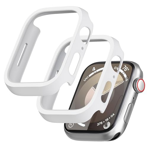 GEEDOOWIN 2 Stück [Nein Displayschutz] Schutzhülle für Apple Watch Series 9/8/7 41mm, Ultradünne Rundum Rahmen Stoßstange hülle, Schockfest Hart PC Gehäuse Schutz für iWatch 41mm zubehör, weiß von GEEDOOWIN