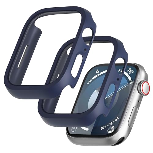 GEEDOOWIN 2 Stück [Nein Displayschutz] Schutzhülle für Apple Watch Series 9/8/7 41mm, Ultradünne Rundum Rahmen Stoßstange hülle, Schockfest Hart PC Gehäuse Schutz für iWatch 41mm zubehör, blau von GEEDOOWIN