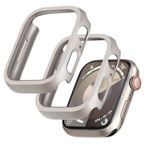 GEEDOOWIN 2 Stück [Nein Displayschutz] Schutzhülle für Apple Watch Series 9/8/7 41mm, Ultradünne Rundum Rahmen hülle, Schockfest Hart PC Gehäuse Schutz für iWatch 41mm zubehör, Sternenlichtfarbe von GEEDOOWIN