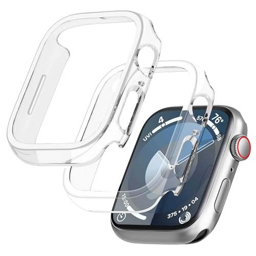 GEEDOOWIN 2 Stück [Nein Displayschutz] Schutzhülle für Apple Watch Series 9/8/7 45mm, Ultradünne Rundum Rahmen Stoßstange hülle, Schockfest Hart PC Gehäuse Schutz für iWatch 45mm zubehör, klar von GEEDOOWIN
