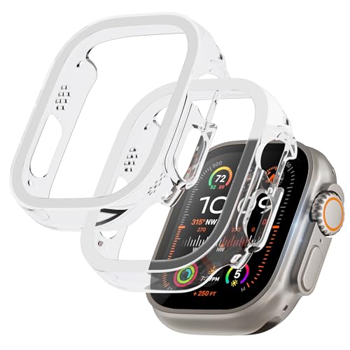 GEEDOOWIN 2 Stück [Nein Displayschutz] Schutzhülle für Apple Watch Ultra/Ultra 2 49mm, Ultradünne Rundum Rahmen Stoßstange hülle, Schockfest Hart PC Gehäuse Schutz für iWatch 49mm zubehör, klar von GEEDOOWIN