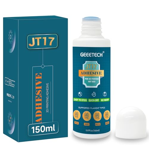 GEEETECH 3D Drucker Haftung JT17 150ML, 3D Drucker Klebestift, 3D Drucker Kleber Perfekte der First Layer, Wasserlösliche Formel, Kleber für 3D Druck Kompatibel mit PLA, ABS, PETG Filament von GEEETECH