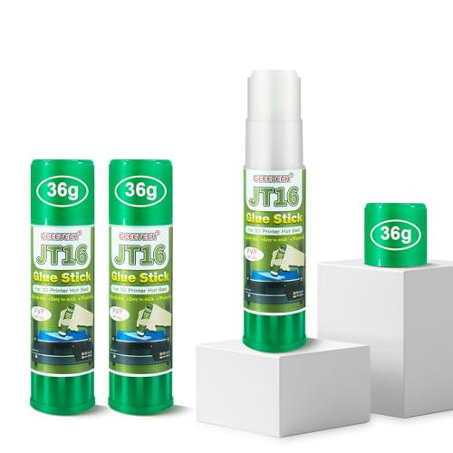 GEEETECH 3D Drucker Klebestift, 3d Drucker Kleber 3er Pack (JT16), Perfekte 3D Drucker Haftung der First Layer, Wasserlösliche Formel, Kleber für 3D Druck Kompatibel mit PLA, ABS, PETG Filament von GEEETECH