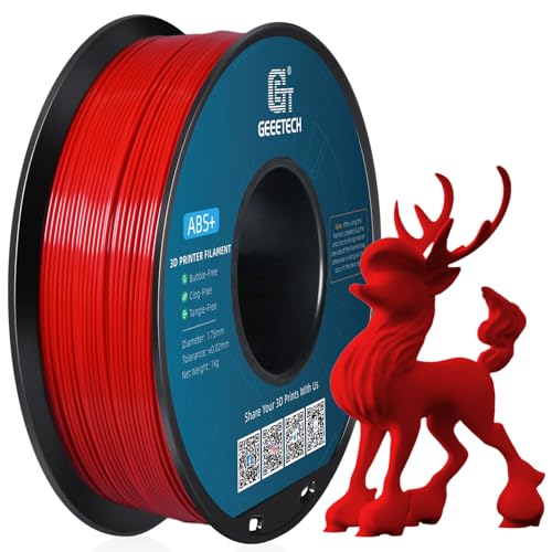 GEEETECH ABS+ Filament 1,75 mm, 3D Drucker Filament ABS 1KG Spool, Maßgenauigkeit +/- 0,03mm, Rot von GEEETECH
