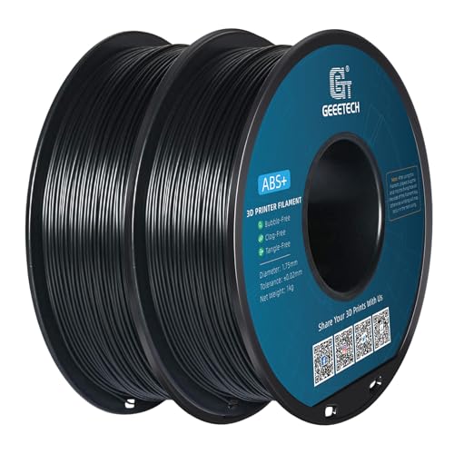 GEEETECH ABS+ Filament Schwarz, 2x1kg Spule für 3d Drucker von GEEETECH