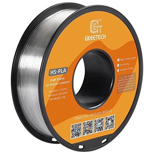 GEEETECH HS-PLA Filament 1,75mm pla Filament für Hochgeschwindigkeits-3D-Drucker, 1 Spule,1kg, Transparent von GEEETECH