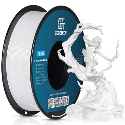 GEEETECH PETG Filament, 1,75 mm, Weiß, PETG, 1 kg, für 3D-Drucker von GEEETECH