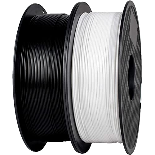 GEEETECH PETG Filament 1,75 mm, 3D Drucker Filament,1 kg pro Spule, 2 Spulen, Weiß-schwarz von GEEETECH