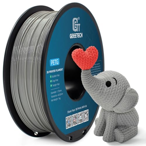 GEEETECH PETG Filament 1,75 mm Grau 1 kg Spool für 3D-Drucker, 3D Drucker Filament PETG Maßgenauigkeit +/- 0,02 mm von GEEETECH