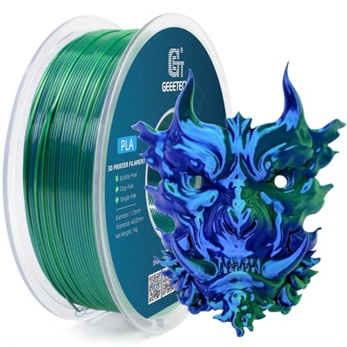 GEEETECH Silk Dual Color Filament 1,75mm,1KG/Spool für 3D Drucker, Silk Blau&Grün von GEEETECH