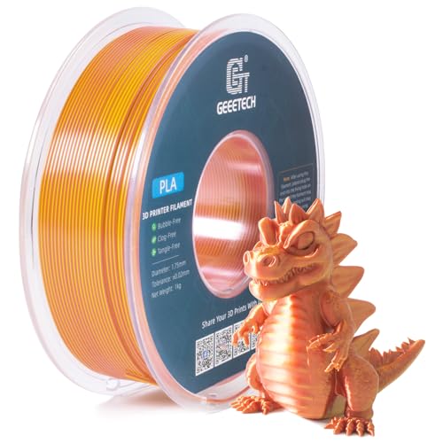 GEEETECH Silk Dual Color Filament 1,75mm,1KG/Spool für 3D Drucker, Silk Gold&Copper von GEEETECH