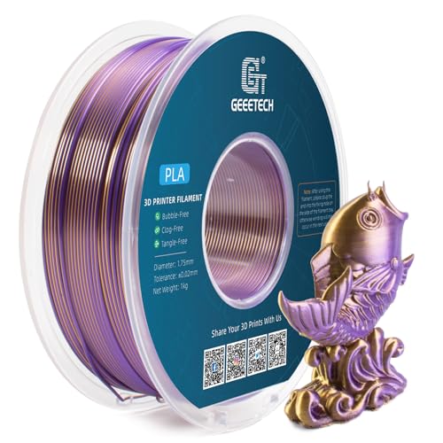 GEEETECH Silk Dual Color Filament 1,75mm,1KG/Spool für 3D Drucker, Silk Gold&Lila von GEEETECH