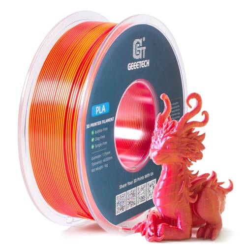 GEEETECH Silk Dual Color Filament 1,75mm,1KG/Spool für 3D Drucker, Silk Gold&Rot von GEEETECH