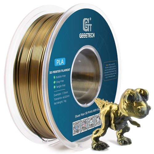 GEEETECH Silk Dual Color Filament 1,75mm,1KG/Spool für 3D Drucker, Silk Gold&Schwarz von GEEETECH