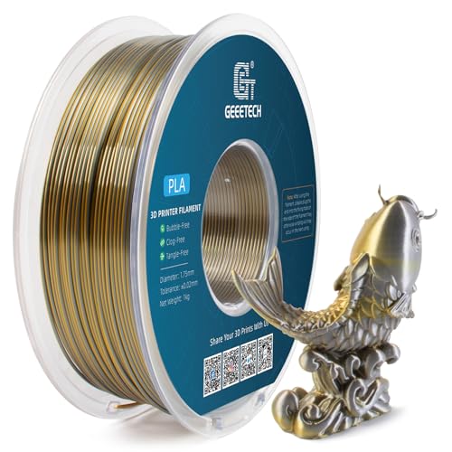 GEEETECH Silk Dual Color Filament 1,75mm,1KG/Spool für 3D Drucker, Silk Gold&Silber von GEEETECH