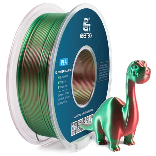 GEEETECH Silk Dual Color Filament 1,75mm,1KG/Spool für 3D Drucker, Silk Grün&Rot von GEEETECH