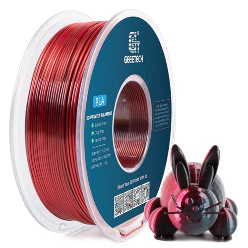 GEEETECH Silk Dual Color Filament 1,75mm,1KG/Spool für 3D Drucker, Silk Schwarz&Rot von GEEETECH
