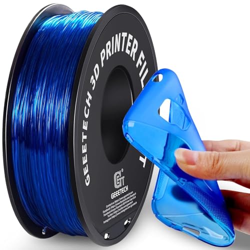 GEEETECH TPU filament 1.75mm Transparent Blau, Flexible 3D Drucker Filament 500g 1 Spool von GEEETECH