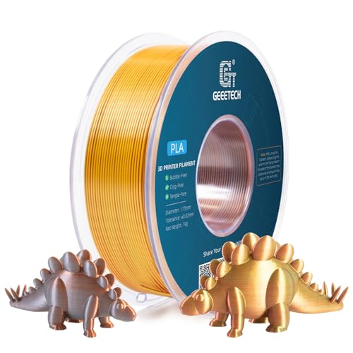 GEEETECH Tricolor Silk PLA Filament 1,75mm, 3D Drucker Filament 1KG/Spule, Silk Gold Silber Copper von GEEETECH
