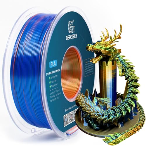 GEEETECH Tricolor Silk PLA Filament 1,75mm, 3D Drucker Filament 1KG/Spule, Silk Orange Blau Grün von GEEETECH
