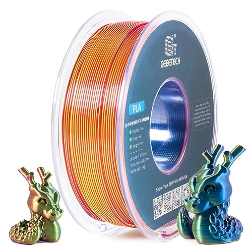GEEETECH Tricolor Silk PLA Filament 1,75mm, 3D Drucker Filament 1KG/Spule, Silk Rot Gelb Blau von GEEETECH