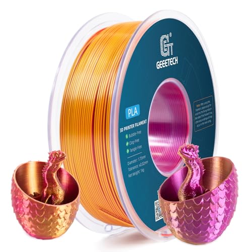 GEEETECH Tricolor Silk PLA Filament 1,75mm, 3D Drucker Filament 1KG/Spule, Silk Rot Gold Lila von GEEETECH