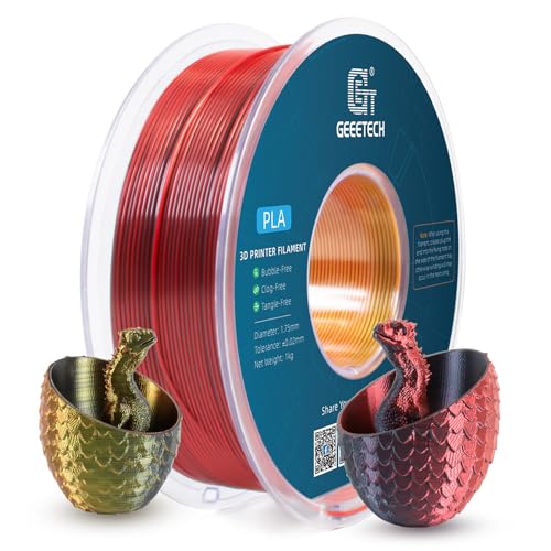 GEEETECH Tricolor Silk PLA Filament 1,75mm, 3D Drucker Filament 1KG/Spule, Silk Rot Gold Schwarz von GEEETECH