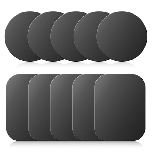 GEEHUA 10 Stück Metallplättchen Selbstklebend, Magnet Für Handy Handy Magnet Metallplättchen Handy Magnetplatte Metallplatte für Magnete 5 Rechtecke und 5 Runden von GEEHUA