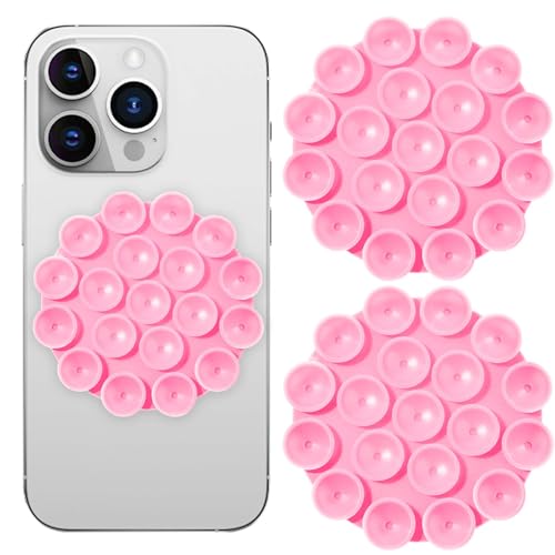 GEEHUA 2 Stück Silikon Saugnapf Telefonhalterung, Selbstklebender Telefonunterstützung rutschfeste Spiegel Handyhalter für Videos Selfies Dusche (rosa) von GEEHUA
