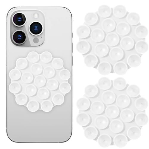 GEEHUA 2PCS Silikon Saugnapf Telefonhalterung, Selbstklebender Telefonunterstützung rutschfeste Spiegel Handyhalter für Videos Selfies Dusche (weiß) von GEEHUA