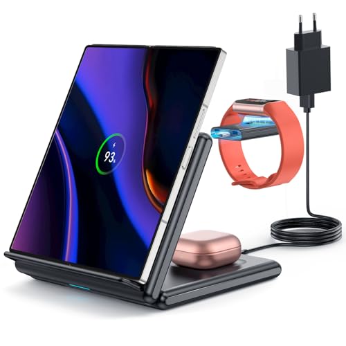 GEEKERA Induktive Ladestation für Samsung, 3 in 1 Faltbare Wireless Charger für Samsung Z Fold/Flip, Kabelloses Ladegerät für Fitbit Charge 6/5/Luxe, Induktionsladegerät für Galaxy Buds-Carbon Schwarz GEEKERA Induktive Ladestation für Samsung, 3 in 1 Faltbare Wireless Charger für Samsung Z Fold/Flip, Kabelloses Ladegerät für Fitbit Charge 6/5/Luxe, Induktionsladegerät für Galaxy Buds-Carbon Schwarz von GEEKERA