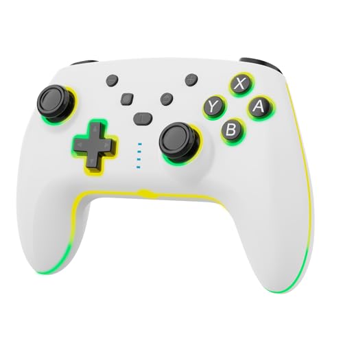 GEEKHAVE Switch Controller mit RGB-Beleuchtung/Dual Vibration/6 Achsen Gyroskop, Präzise Joysticks, Turbo Modus/Schnellaufwachen für Switch/Lite/OLED, Wireless Controller für Switch Pro, Weiß GEEKHAVE Switch Controller mit RGB-Beleuchtung/Dual Vibration/6 Achsen Gyroskop, Präzise Joysticks, Turbo Modus/Schnellaufwachen für Switch/Lite/OLED, Wireless Controller für Switch Pro, Weiß von GEEKHAVE