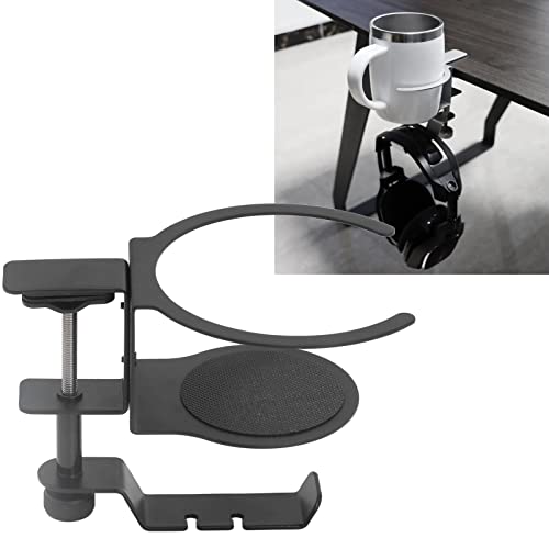 GEEKHOM Kopfhörer Ständer, 360 Drehbarem Kaffee Ersetzbarer Getränkehalter Tisch mit Headset Halterung unter dem Schreibtisch Büro, 2 in 1 Universal Headsethalter von GEEKHOM