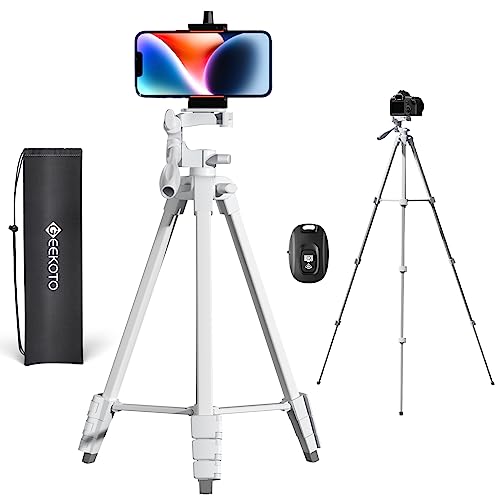 GEEKOTO Stativ für Smartphone, Einstellbar 55-Zoll Handy mit 360-Grad-Panorama-Drehplattform und 1/4 Universal-Befestigungsschraube, Phone Spiegellose/Gopro-/DSLR-Kamera–Weiß, (DE-AT20W) GEEKOTO Stativ für Smartphone, Einstellbar 55-Zoll Handy mit 360-Grad-Panorama-Drehplattform und 1/4 Universal-Befestigungsschraube, Phone Spiegellose/Gopro-/DSLR-Kamera–Weiß, (DE-AT20W) von GEEKOTO