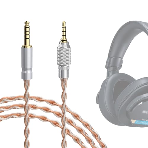 GEEKRIA Apollo versilbertes Upgrade-Audiokabel von 4,4 mm auf 3,5 mm, kompatibel mit Sony MDR-M1 MDR-MV1 MDR-M1ST-Kopfhörern, Ersatzkabel mit Gewindeknopf-Verriegelung (4.9ft /1,5 m) von GEEKRIA