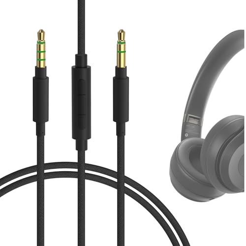 GEEKRIA Audiokabel mit Mikrofon, kompatibel mit Beats Solo 4 Solo 3 Kopfhörerkabel, 1/8 Zoll (3,5 mm) auf 3,5 mm geflochtenes Nylon-Ersatz-Stereo-Kabel mit Inline-Mikrofon und Lautstärkeregler (1,2 m) von GEEKRIA