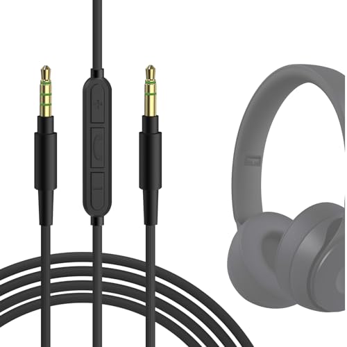 GEEKRIA Audiokabel mit Mikrofon, kompatibel mit Beats Studio Pro Solo 3 Solo 2 Solo HD Studio 3 Studio 2 Studio Mixr Pro Kabel, 3,5 mm Ersatz-Stereokabel mit Inline-Mikrofon (5,6 Fuß/1,7 m) von GEEKRIA