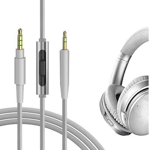 GEEKRIA Audiokabel mit Mikrofon, kompatibel mit Bose QuietComfort SE, QC45, QC35 II, QC35, QC25, 700 Kabel, 2,5 mm Ersatz-Stereo-Kabel mit Inline-Mikrofon und Lautstärkeregler (1,2 m) von GEEKRIA