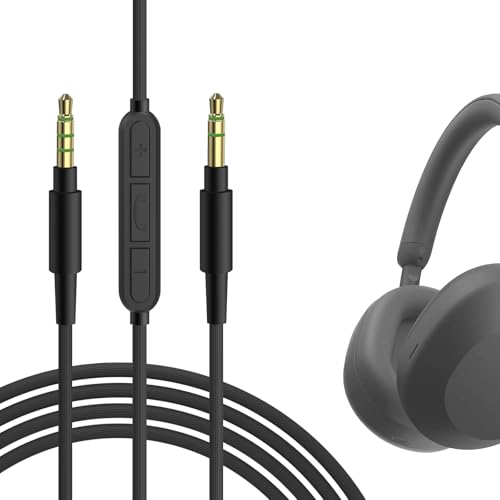 GEEKRIA Audiokabel mit Mikrofon, kompatibel mit Sony WH-1000XM5 WH-1000XM4 WH-CH520 WH-CH720N WH-910N Inzone H5 Kabel, 3,5 mm Aux-Ersatz-Stereo-Kabel mit Inline-Mikrofon (1,7 m) von GEEKRIA