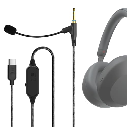 GEEKRIA Boom-Mikrofon-Kopfhörerkabel,kompatibel mit Soundcore Space One,V-Moda Crossfade M-100,USB-C-Buchsen-Ersatzkabel mit Boom-Mikrofon und Lautstärke/Stummschaltung für Gaming und Meetings(1,7 m) von GEEKRIA