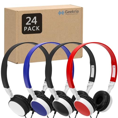GEEKRIA Kabelgebundene Kopfhörer für Klassenzimmer, verstellbare On-Ear-Kopfhörer, Kinder, Großpackung Kopfhörer für Klassenzimmer, Schule, Kinder-On-Ear-Headset für Schulen, Studenten, Bibliotheken, von GEEKRIA