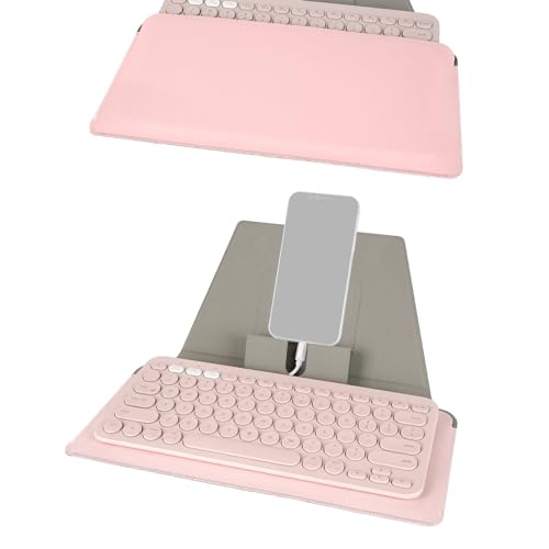 GEEKRIA Kompakte Tastaturhülle mit Smartphone- und Tablet-Ständer, Tastaturabdeckung kompatibel mit Logitech K380 Wireless, Magic Keyboard, OMOTON Ultra-Slim Bluetooth-Tastaturauflage (Rosa) von GEEKRIA