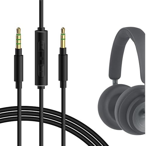 GEEKRIA QuickFit Audio Kabel Kompatibel mit B&O HX, H9i, H8i, H9 3rd Gen, H8, H4, B&W PX, PX7, 3.5mm AUX Ersatz-Stereokabel für Kopfhörer mit Inline-Mikrofon und Lautstärkeregler (1.2m) von GEEKRIA