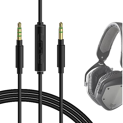 GEEKRIA QuickFit Audio Kabel Kompatibel mit V-MODA Crossfade LP, Crossfade 2, M & D MG20, 3.5mm AUX Ersatz-Stereokabel für Kopfhörer mit Inline-Mikrofon und Lautstärkeregler (1.2m) von GEEKRIA