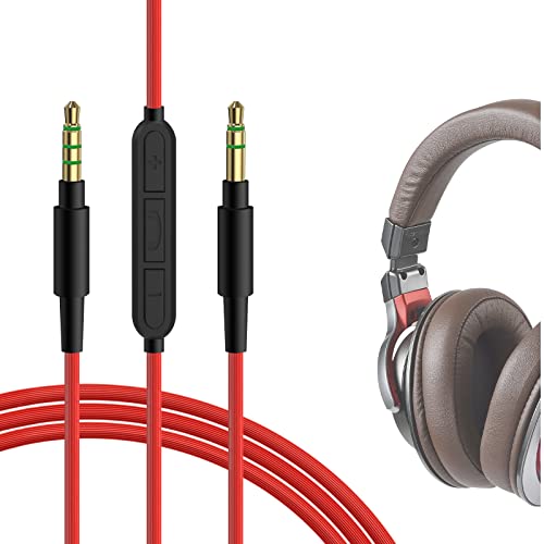 GEEKRIA QuickFit Audiokabel mit Mikrofon, kompatibel mit Audio-Technica ATH-MSR7, ATH-M20xBT, ATH-M50xBT2, Denon AH-MM300 Kabel, 3,5 mm AUX-Ersatzkabel mit Inline-Mikrofon (1,7 m) von GEEKRIA