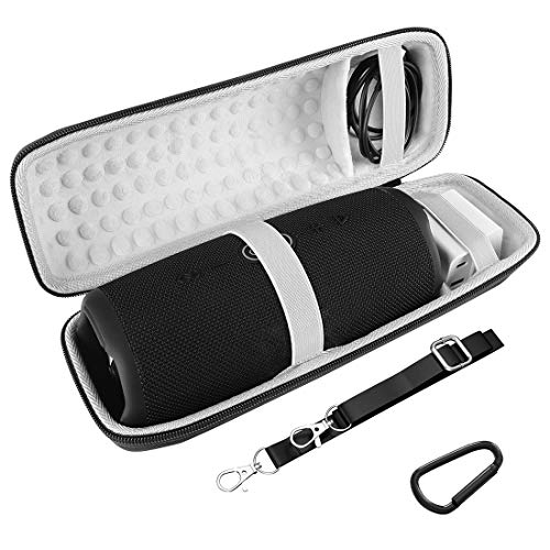 Geekria Shield Case Kompatibel mit JBL Charge 5, Charge 4 Tragbarem Bluetooth-Lautsprecher, Ersatz Schutzhülle Hartschale Reisetasche mit Platz für Zubehör (Schwarz) von GEEKRIA
